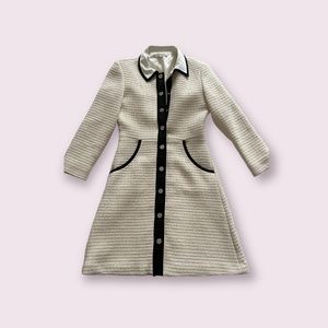 Maje collared tweed cream dress with snap buttons
